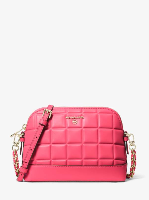 Damske Spojková Taška Michael Kors Large Quilted Leather Dome Červené - Kabelky Michael Kors Nejlevnejsi | RMNJT-0469